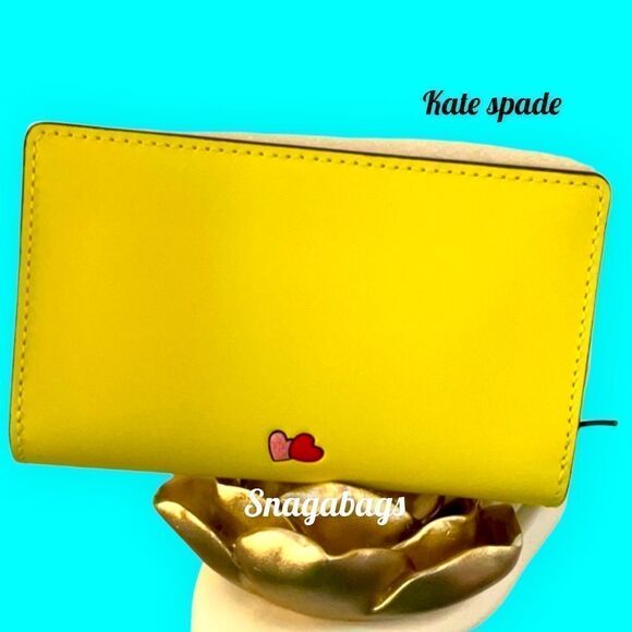 KATE SPADE NWT YELLOW LEATHER ARCHIE MEDIUM BIFOLD WALLET COMICS BETTY VERONICA - Picture 5 of 13